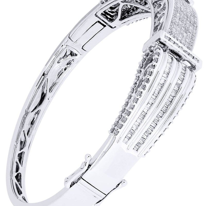 Mens Diamond Bangle White Gold| 2.16 Carats| 34.79 Grams
