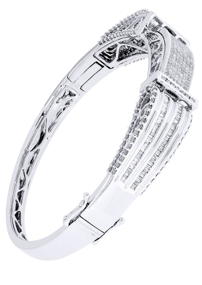 Mens Diamond Bangle White Gold| 2.16 Carats| 34.79 Grams