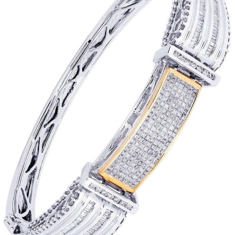 Mens Diamond Bangle White Gold| 2.24 Carats| 34.94 Grams