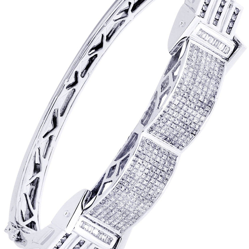 Mens Diamond Bangle White Gold| 2.96 Carats| 39.75 Grams