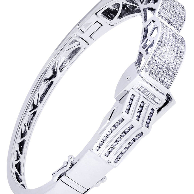 Mens Diamond Bangle White Gold| 2.96 Carats| 39.75 Grams