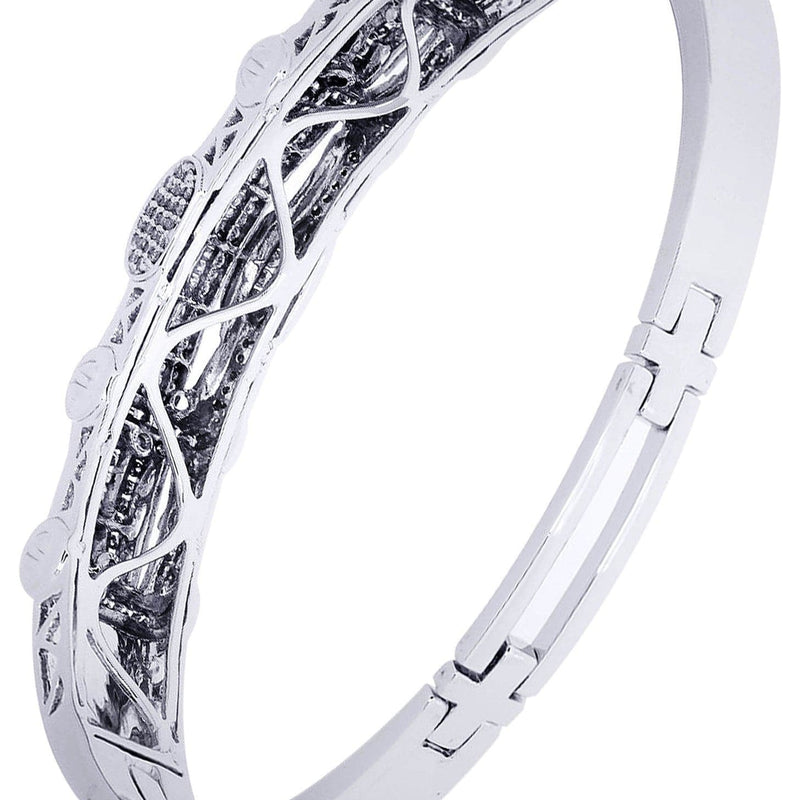 Mens Diamond Bangle White Gold| 2.25 Carats| 38.43 Grams