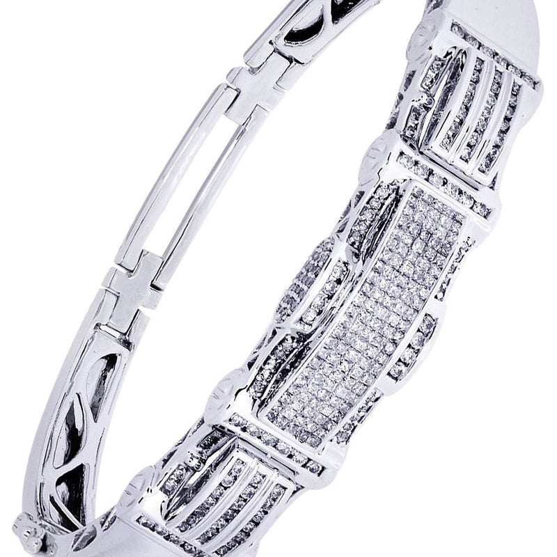 Mens Diamond Bangle White Gold| 2.25 Carats| 38.43 Grams