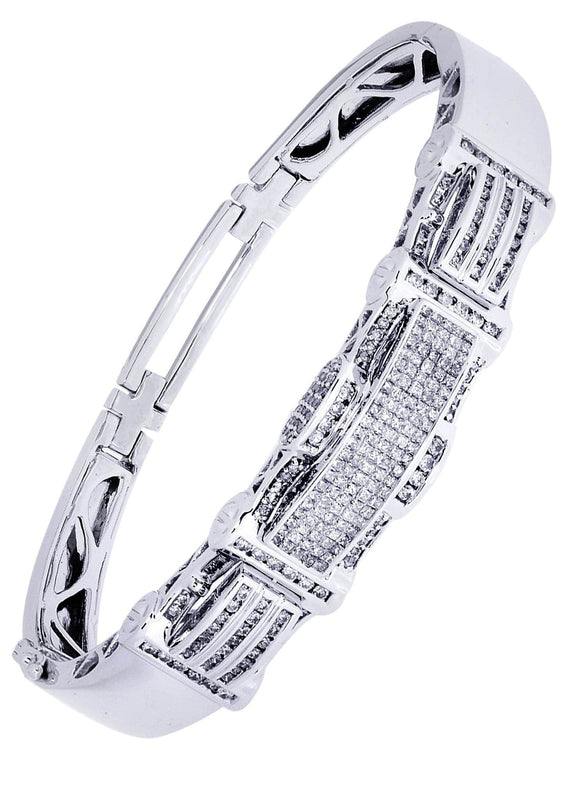 Mens Diamond Bangle White Gold| 2.25 Carats| 38.43 Grams