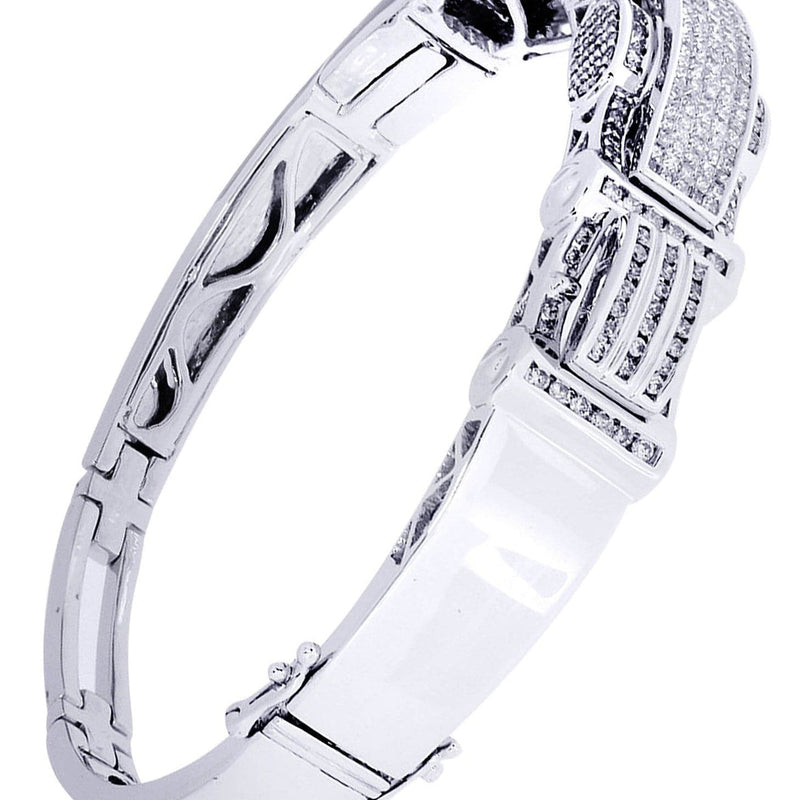 Mens Diamond Bangle White Gold| 2.25 Carats| 38.43 Grams