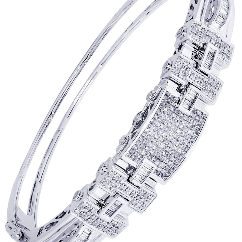 Mens Diamond Bangle White Gold| 1 Carats| 31.91 Grams