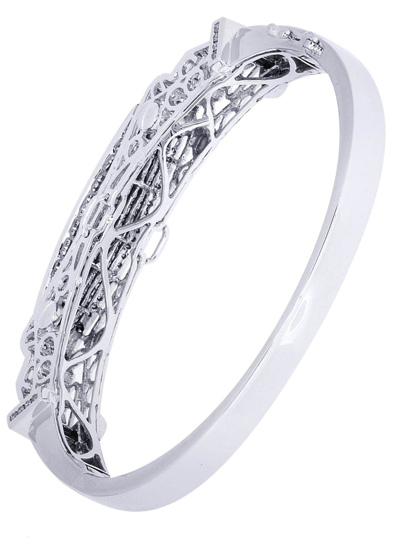 Mens Diamond Bangle White Gold| 3.22 Carats| 41.97 Grams