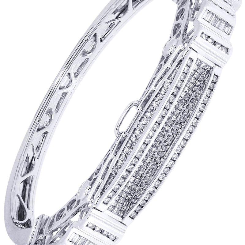 Mens Diamond Bangle White Gold| 3.22 Carats| 41.97 Grams