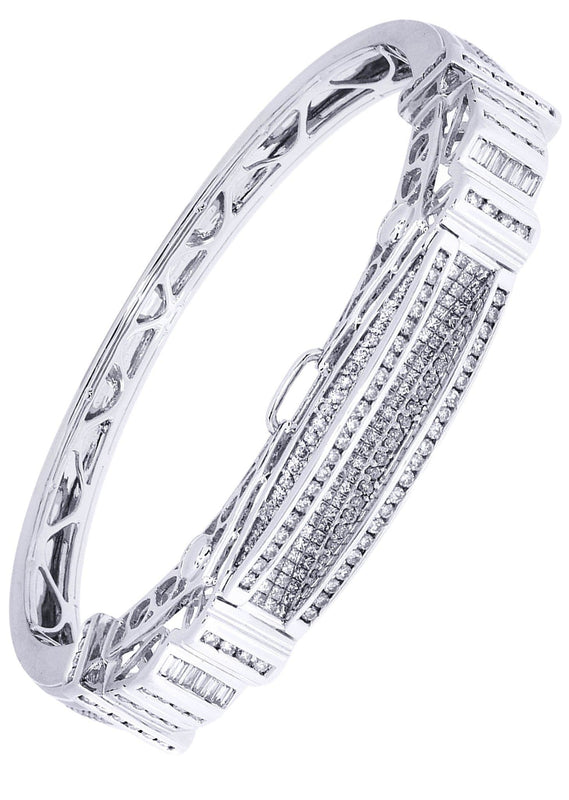 Mens Diamond Bangle White Gold| 3.22 Carats| 41.97 Grams