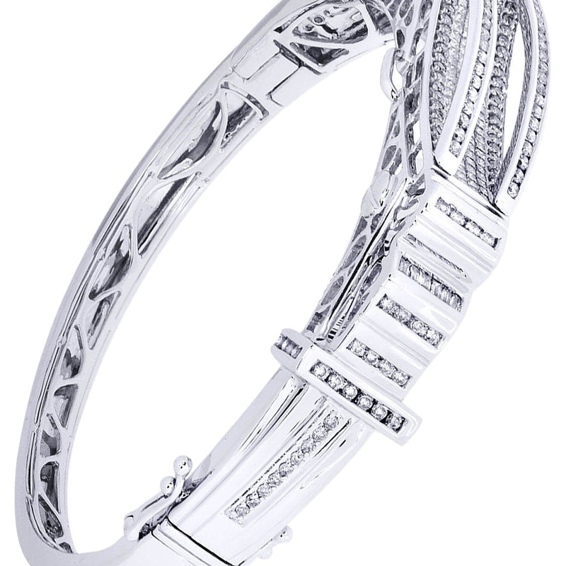 Mens Diamond Bangle White Gold| 3.22 Carats| 41.97 Grams
