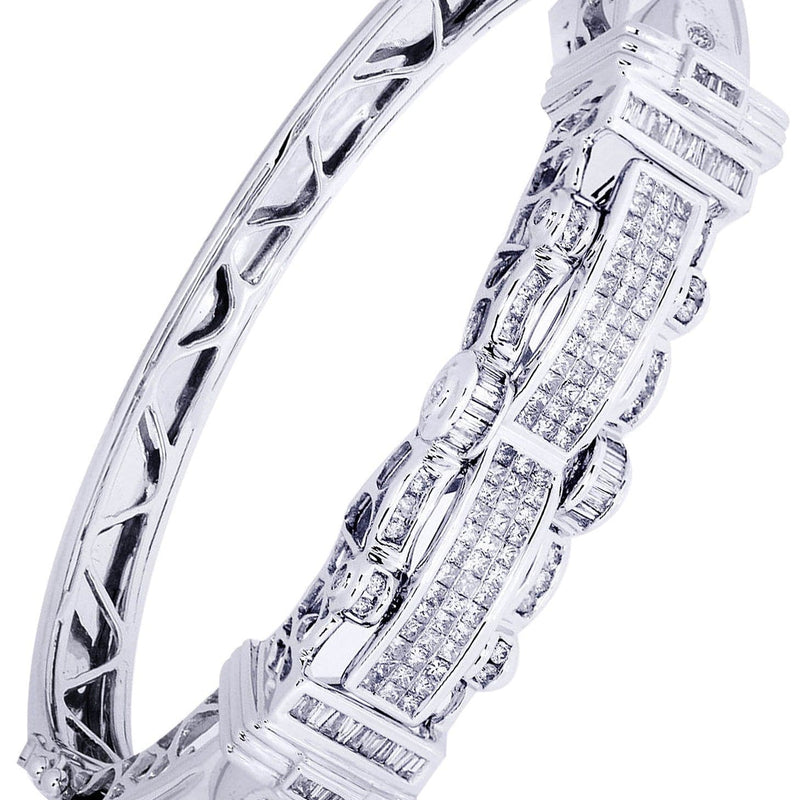 Mens Diamond Bangle White Gold| 2.18 Carats| 35.43 Grams