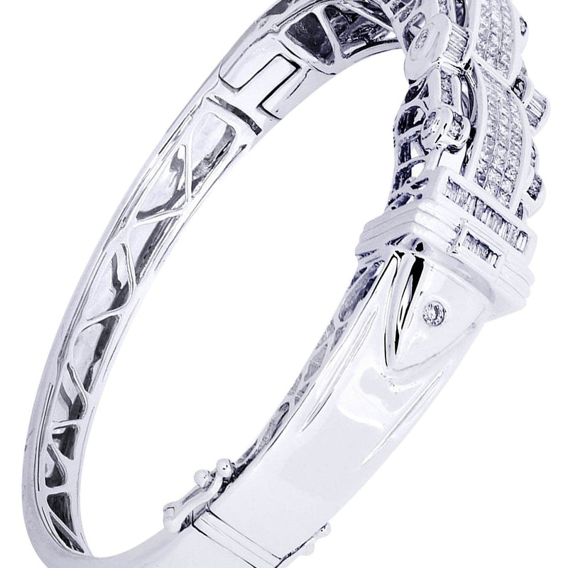 Mens Diamond Bangle White Gold| 2.18 Carats| 35.43 Grams