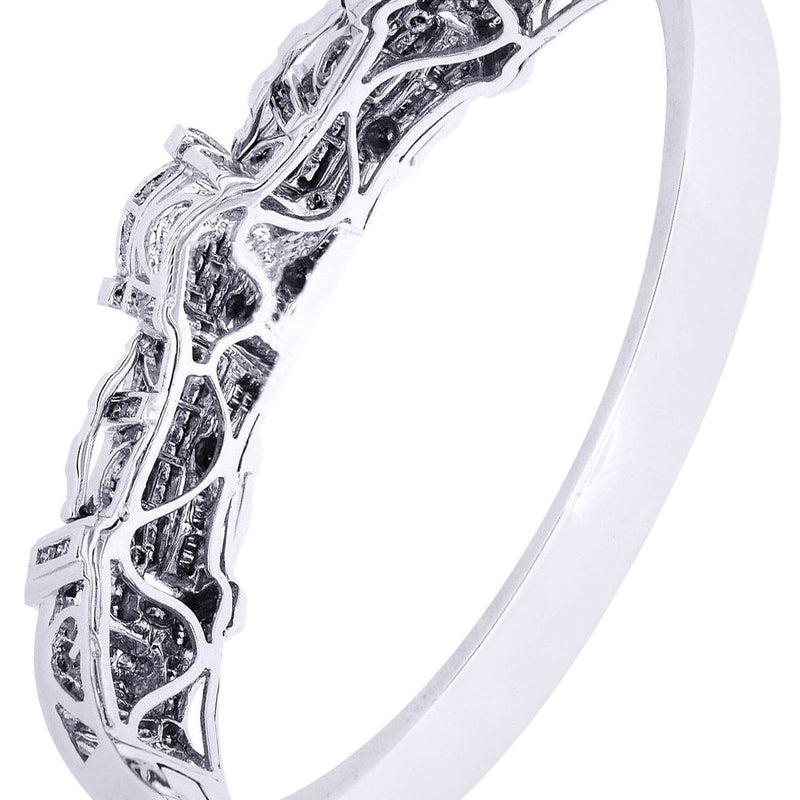 Mens Diamond Bangle White Gold| 4.06 Carats| 52.03 Grams