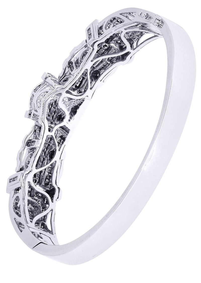 Mens Diamond Bangle White Gold| 4.06 Carats| 52.03 Grams