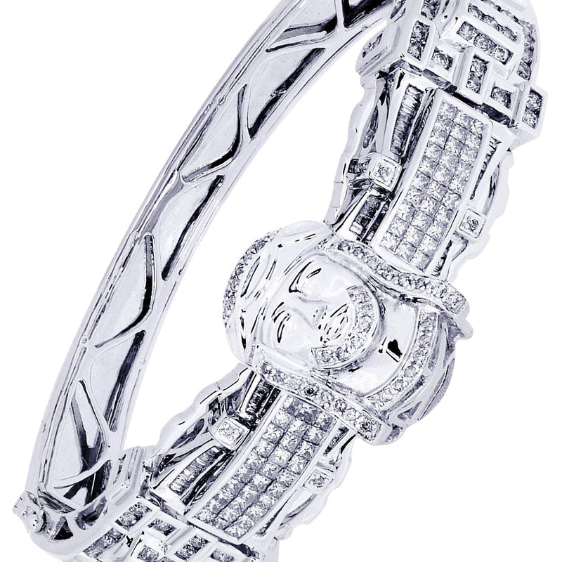 Mens Diamond Bangle White Gold| 4.06 Carats| 52.03 Grams