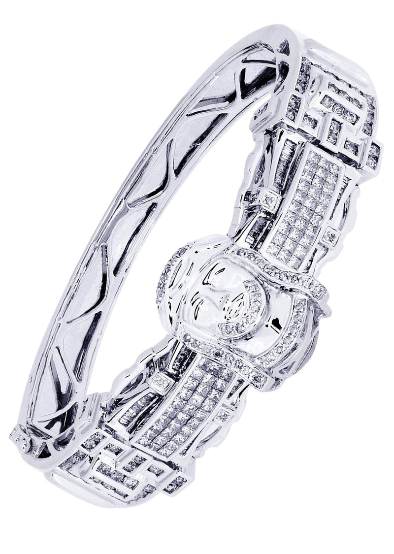 Mens Diamond Bangle White Gold| 4.06 Carats| 52.03 Grams