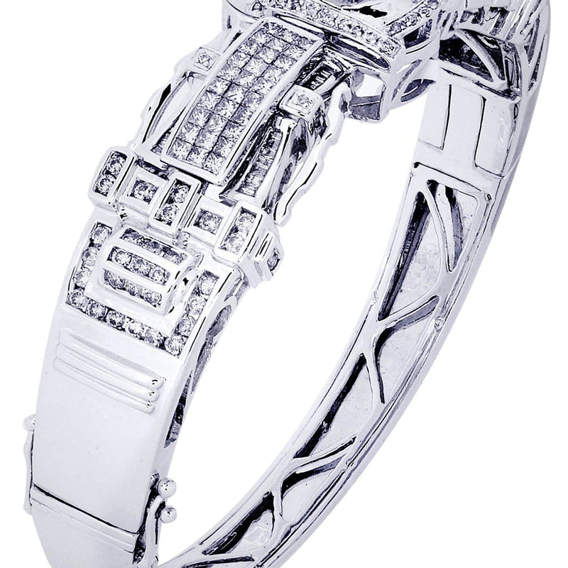 Mens Diamond Bangle White Gold| 4.06 Carats| 52.03 Grams