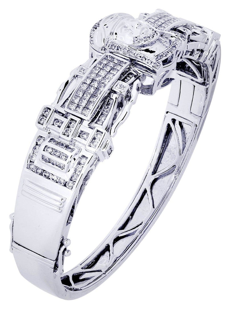 Mens Diamond Bangle White Gold| 4.06 Carats| 52.03 Grams