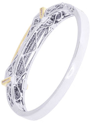 Mens Diamond Bangle White Gold| 3.55 Carats| 55.83 Grams