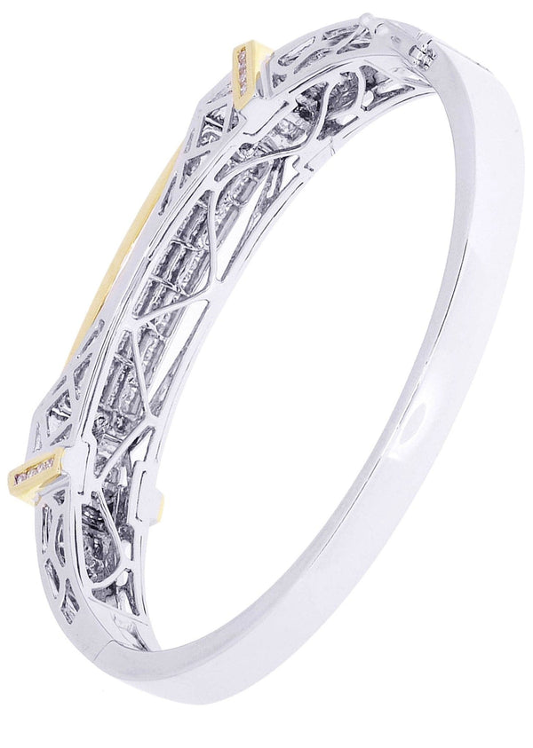 Mens Diamond Bangle White Gold| 3.55 Carats| 55.83 Grams