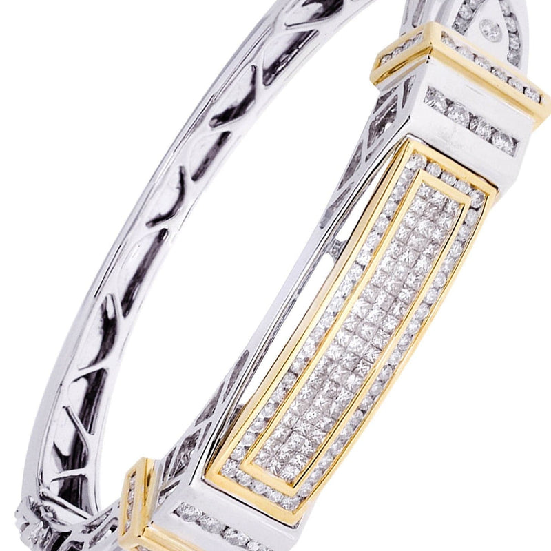 Mens Diamond Bangle White Gold| 3.55 Carats| 55.83 Grams