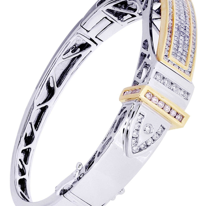 Mens Diamond Bangle White Gold| 3.55 Carats| 55.83 Grams