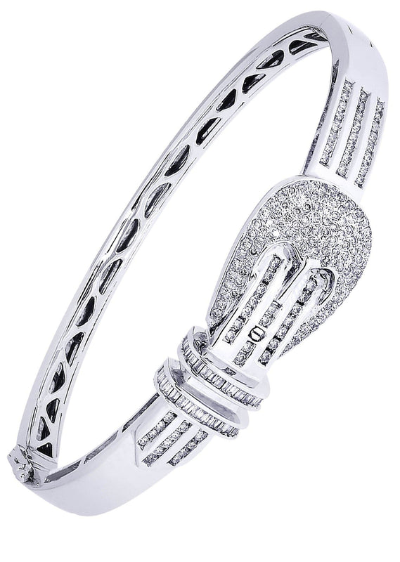 Mens Diamond Bangle White Gold| 1.68 Carats| 26.23 Grams