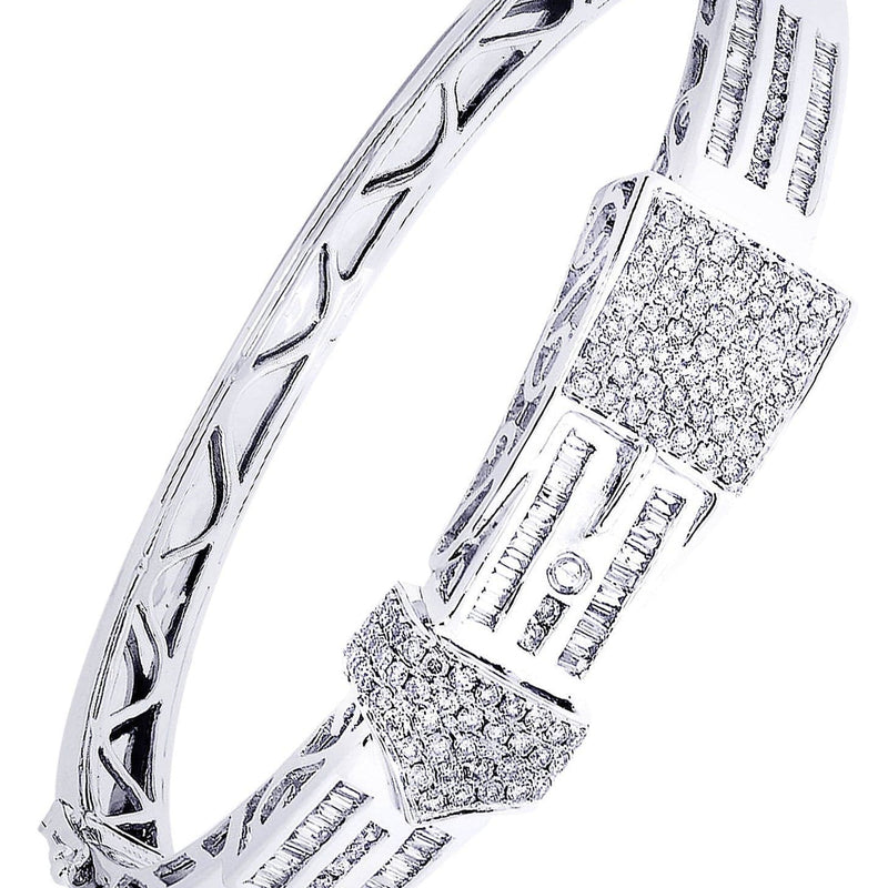 Mens Diamond Bangle White Gold| 2.46 Carats| 33.19 Grams