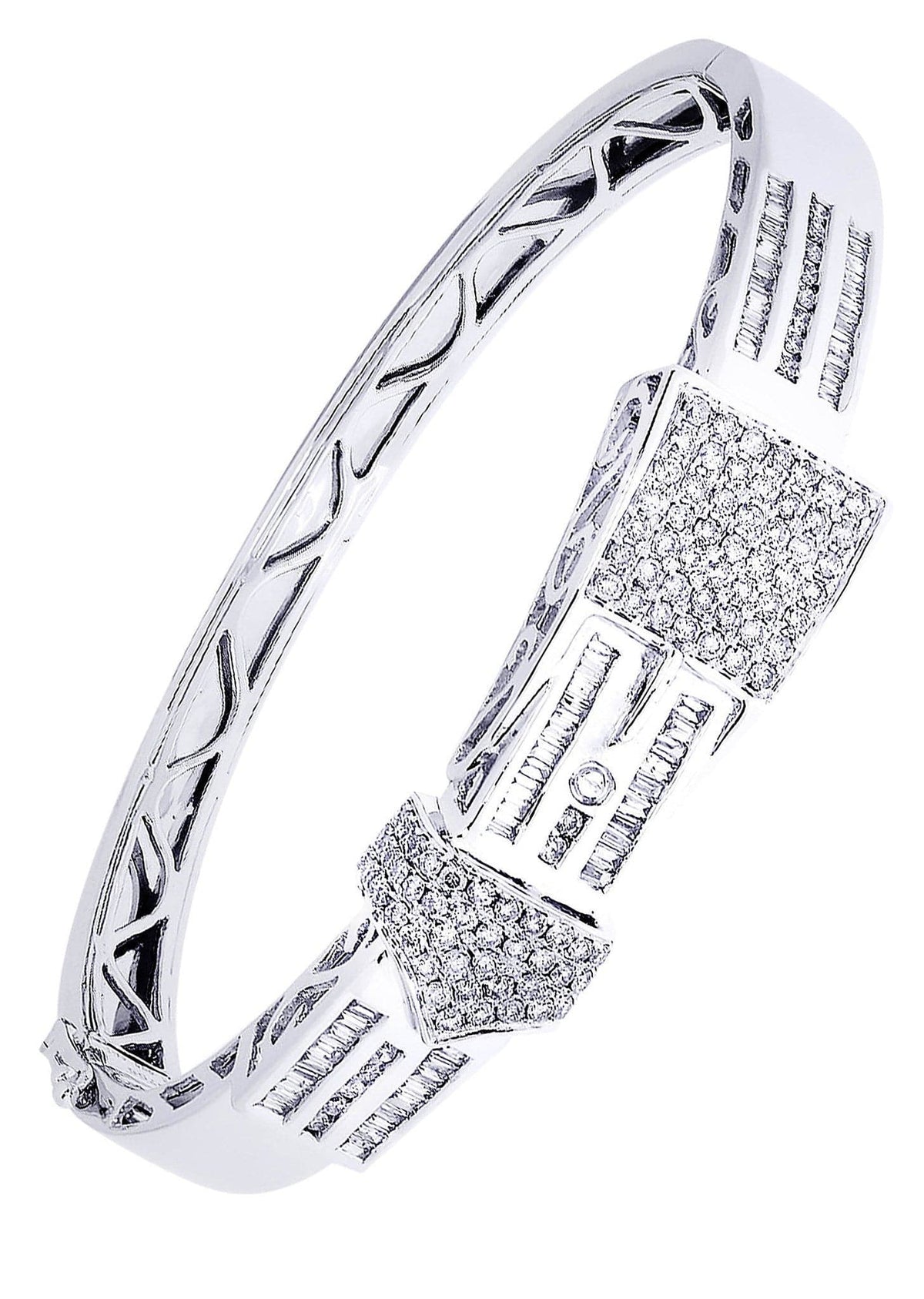 Mens Diamond Bangle White Gold| 2.46 Carats| 33.19 Grams