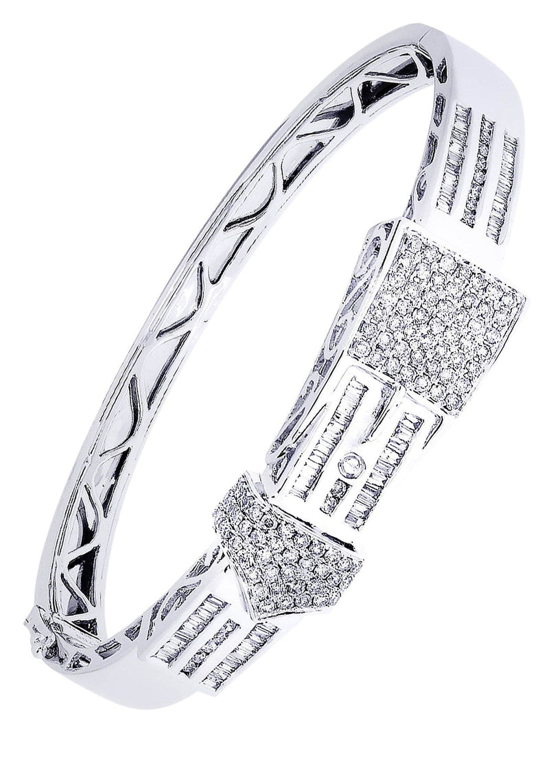 Mens Diamond Bangle White Gold| 2.46 Carats| 33.19 Grams