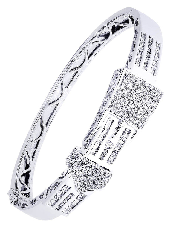 Mens Diamond Bangle White Gold| 2.46 Carats| 33.19 Grams