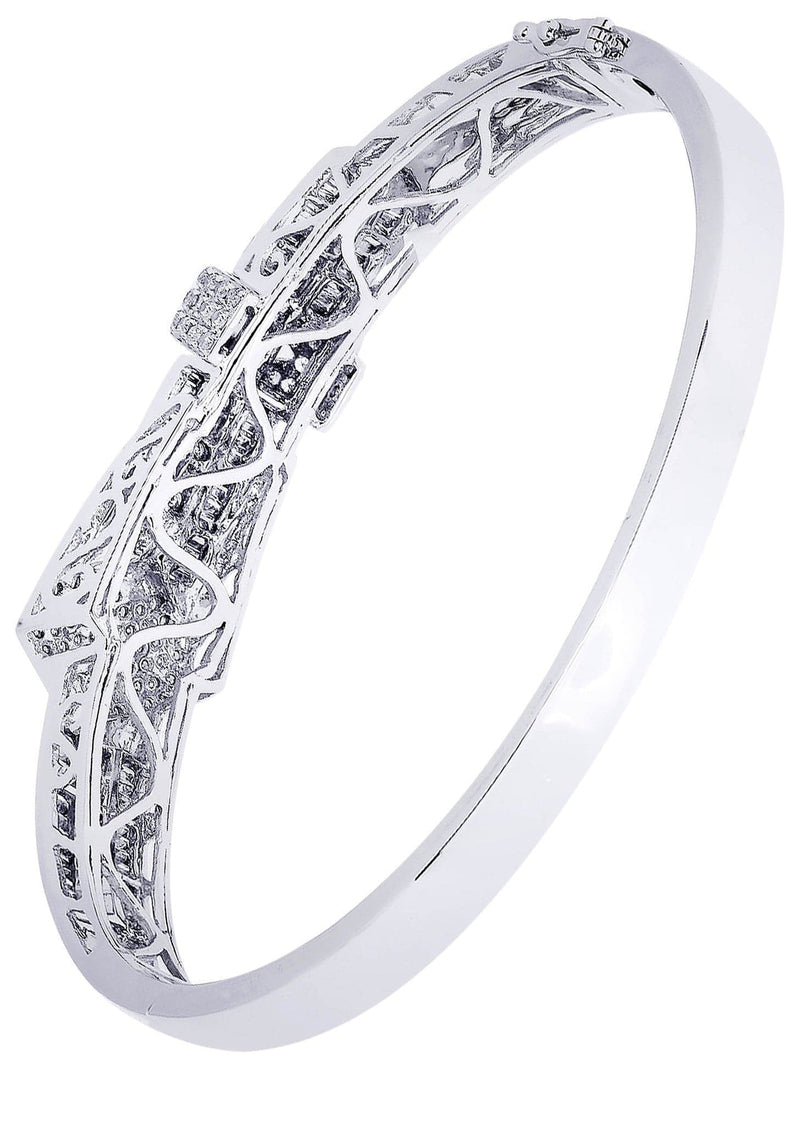 Mens Diamond Bangle White Gold| 2.45 Carats| 29.44 Grams