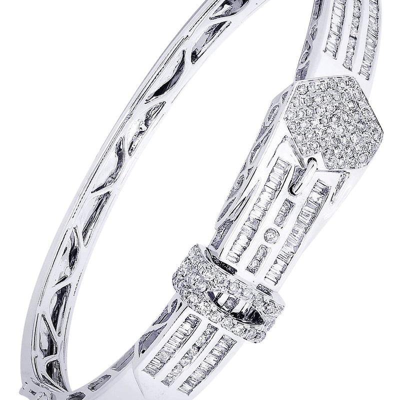 Mens Diamond Bangle White Gold| 2.45 Carats| 29.44 Grams