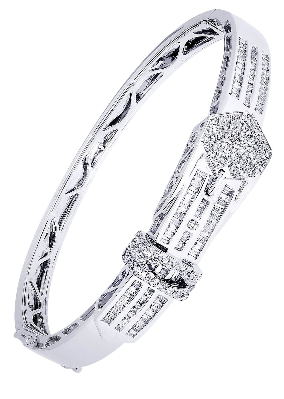Mens Diamond Bangle White Gold| 2.45 Carats| 29.44 Grams
