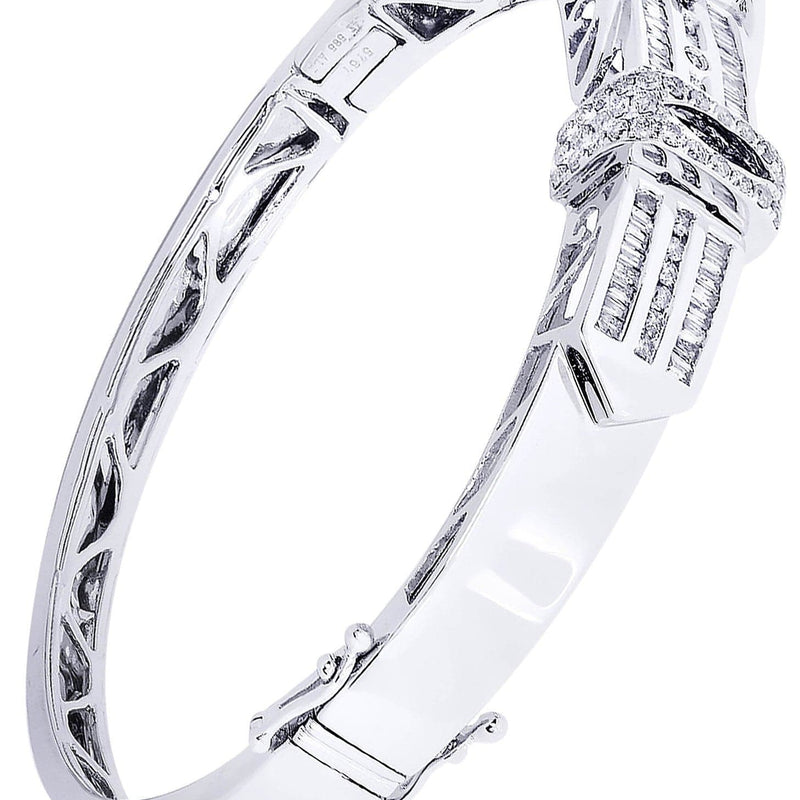 Mens Diamond Bangle White Gold| 2.45 Carats| 29.44 Grams