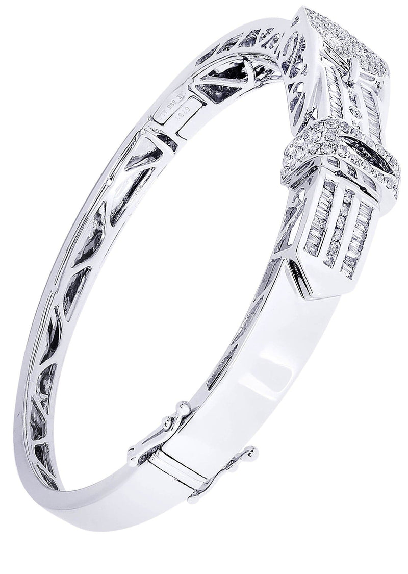Mens Diamond Bangle White Gold| 2.45 Carats| 29.44 Grams