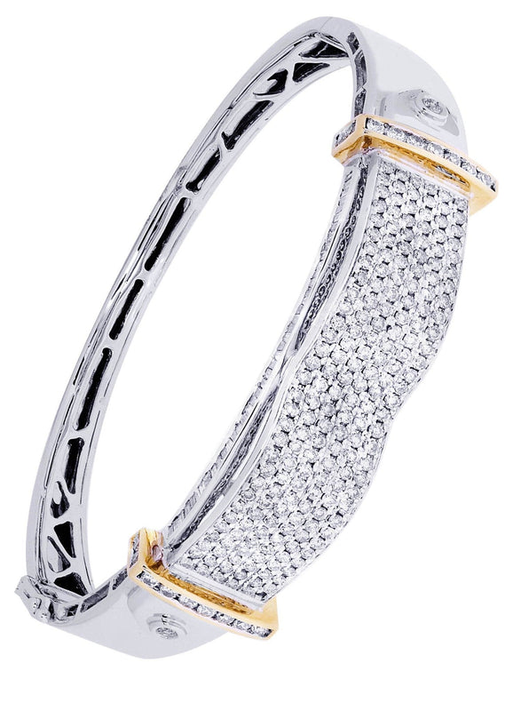 Mens Diamond Bangle White Gold| 3.45 Carats| 30.81 Grams