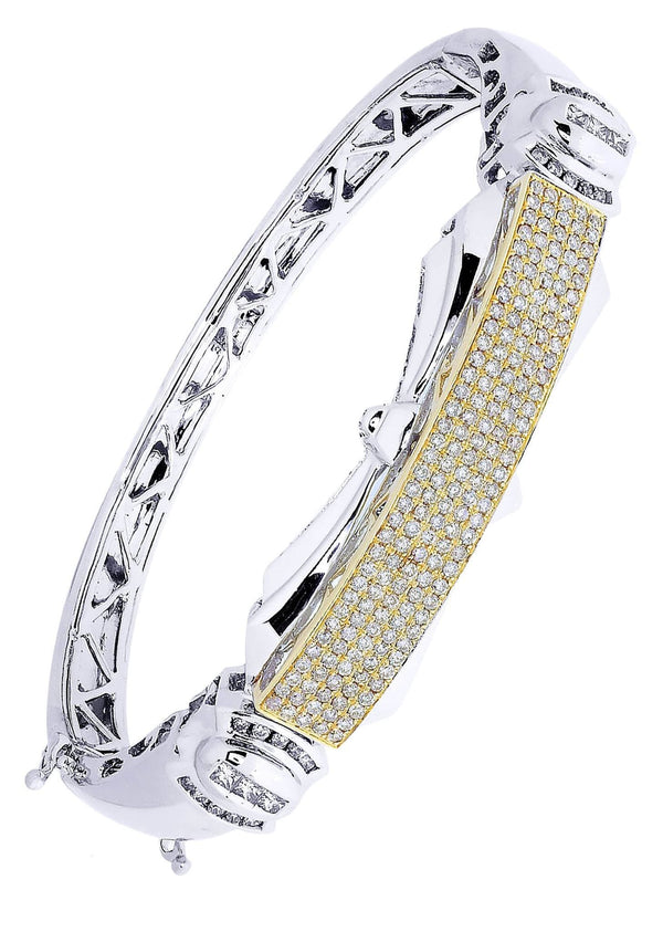 Mens Diamond Bangle White Gold| 1.92 Carats| 37.88 Grams