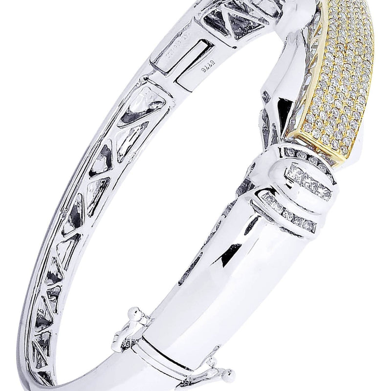 Mens Diamond Bangle White Gold| 1.92 Carats| 37.88 Grams