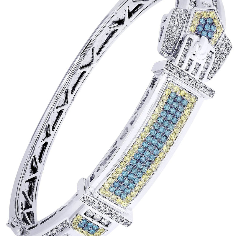 Mens Diamond Bangle White Gold| 2.51 Carats| 40.03 Grams