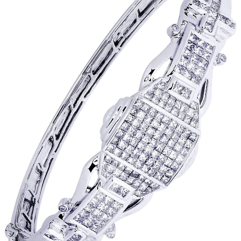 Mens Diamond Bangle White Gold| 3.84 Carats| 29.58 Grams
