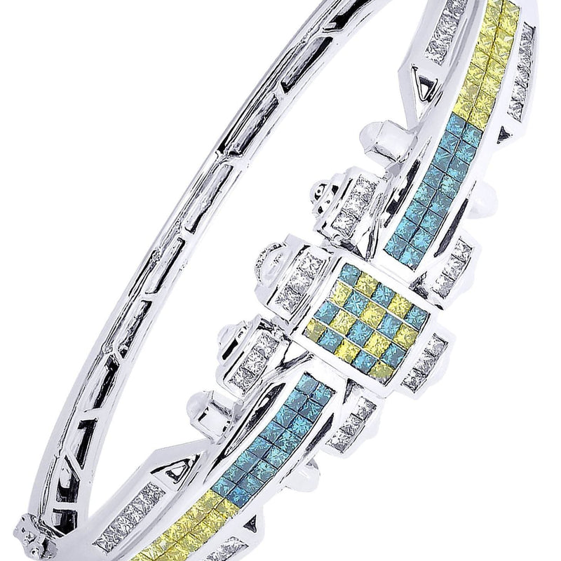 Mens Diamond Bangle White Gold| 4.48 Carats| 33.84 Grams