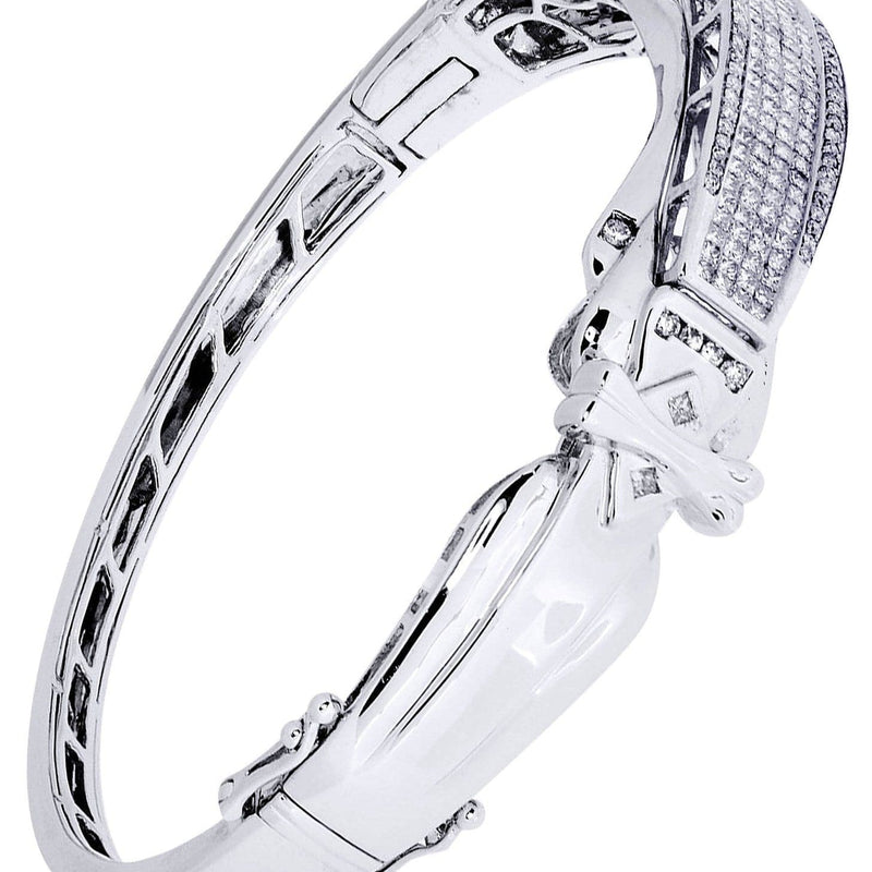 Mens Diamond Bangle White Gold| 1.95 Carats| 33.54 Grams