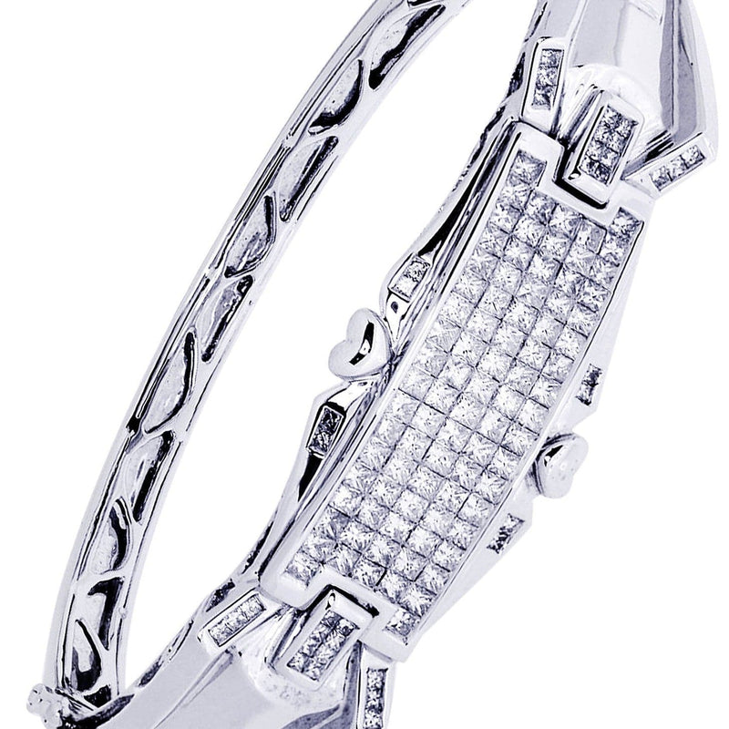 Mens Diamond Bangle White Gold| 3.47 Carats| 31.62 Grams