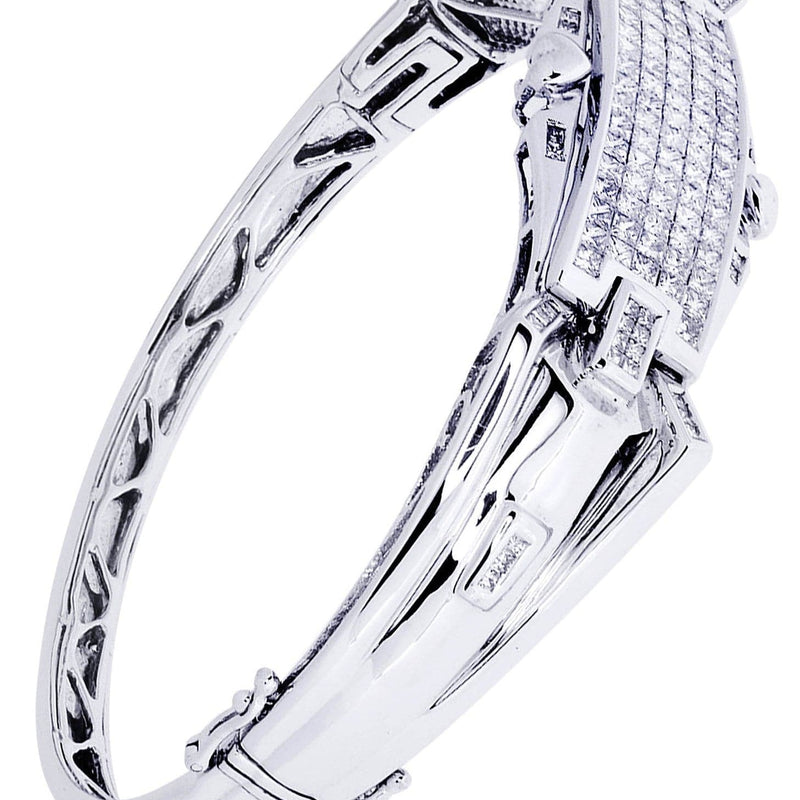 Mens Diamond Bangle White Gold| 3.47 Carats| 31.62 Grams