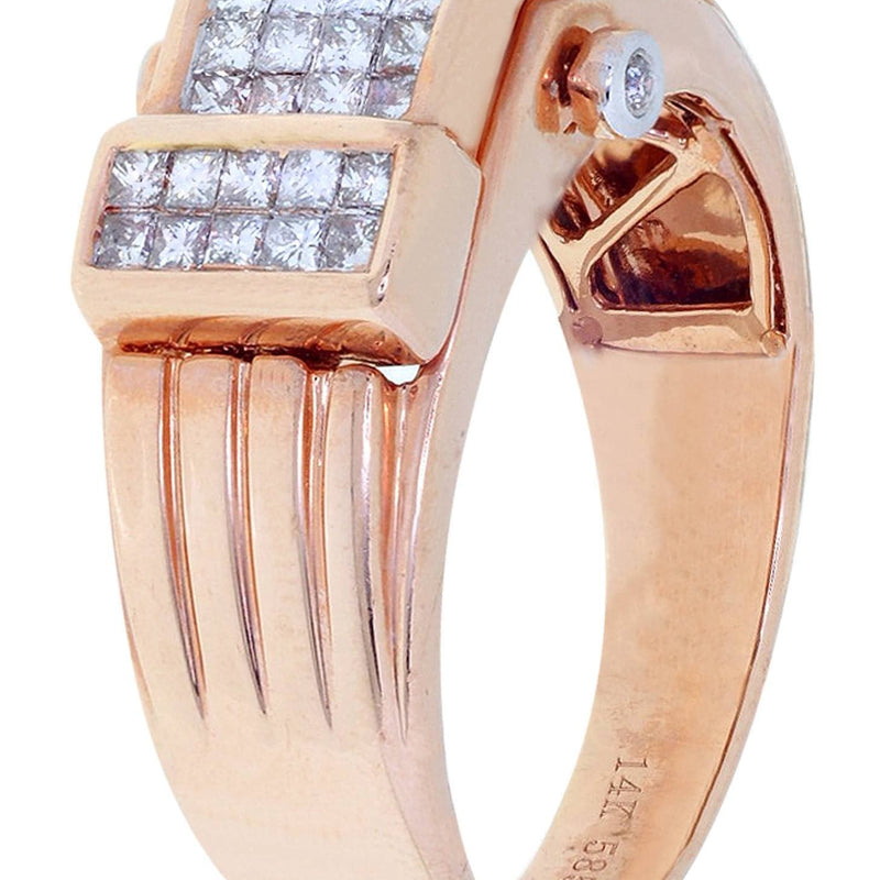 Rose Gold Mens Diamond Ring / Pinky Diamond Ring| 0.92 Carats