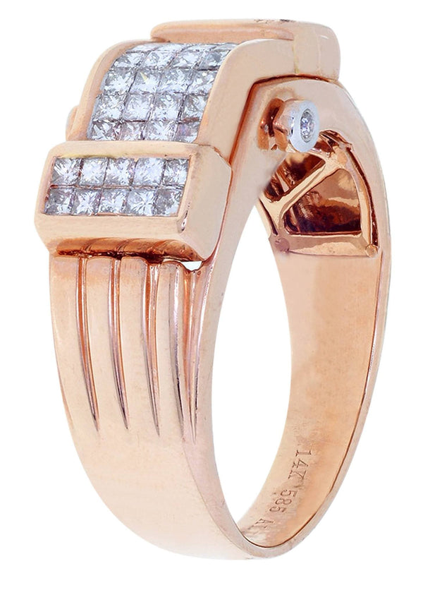 Rose Gold Mens Diamond Ring / Pinky Diamond Ring| 0.92 Carats