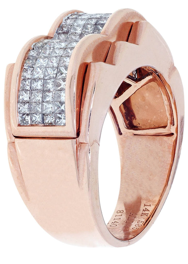 Rose Gold Mens Diamond Ring / Pinky Diamond Ring| 1.48 Carats