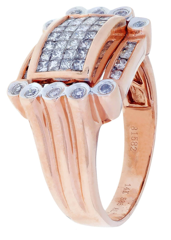 Rose Gold Mens Diamond Ring / Pinky Diamond Ring| 0.85 Carats