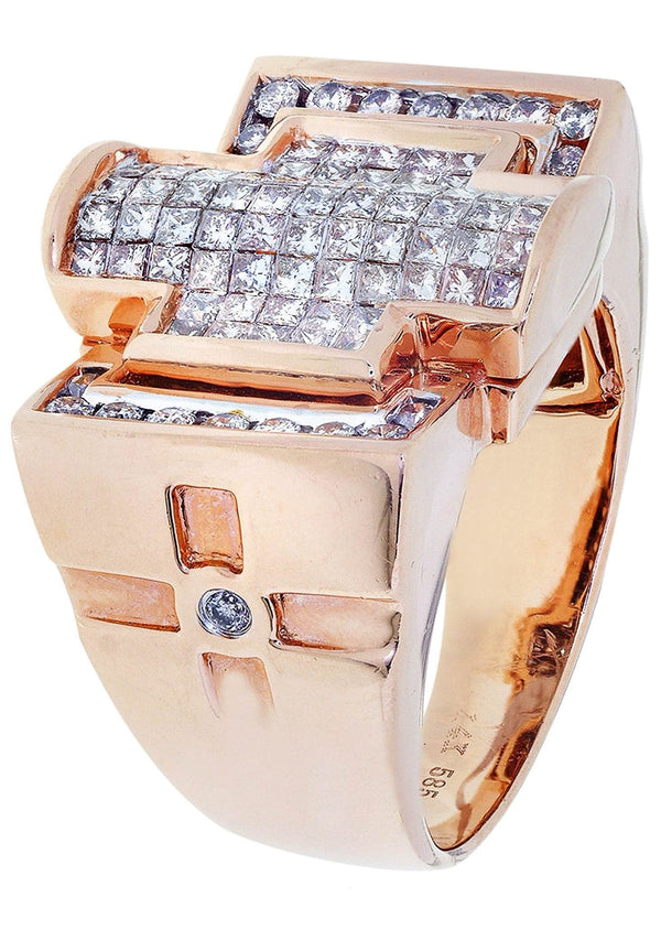 Rose Gold Mens Diamond Ring / Pinky Diamond Ring| 1.88 Carats